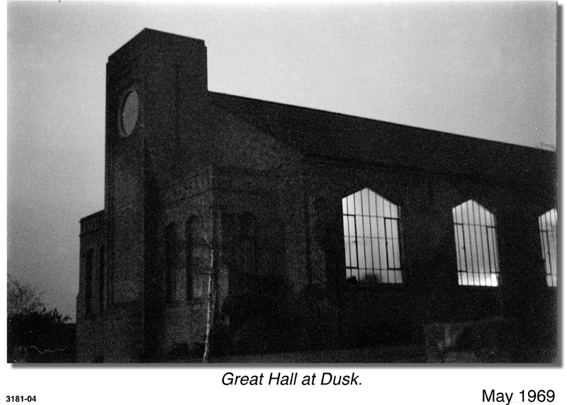 Memorial Great Hall at dusk, 1969