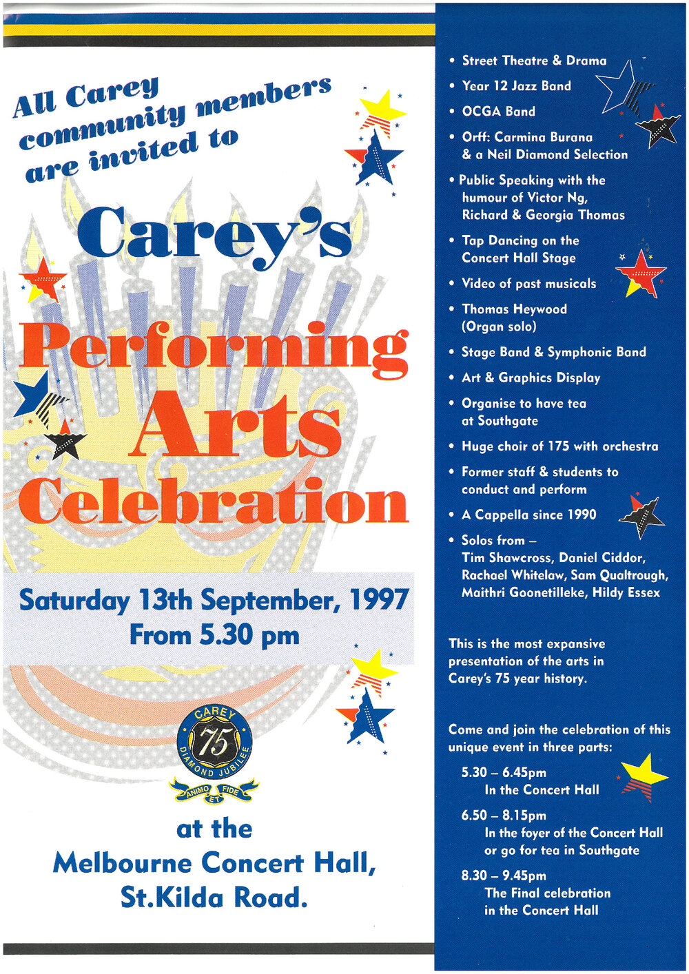 Carey's performing arts celebration, 1997
