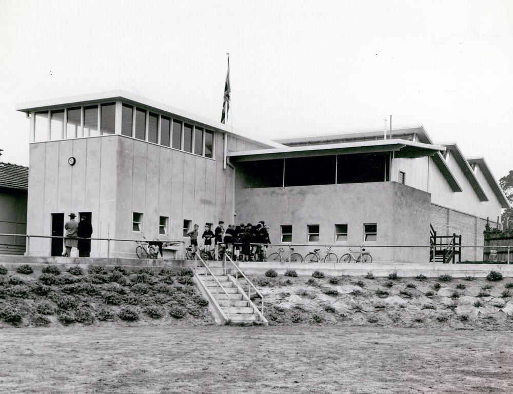 New gymnasium and woodwork room, 1955