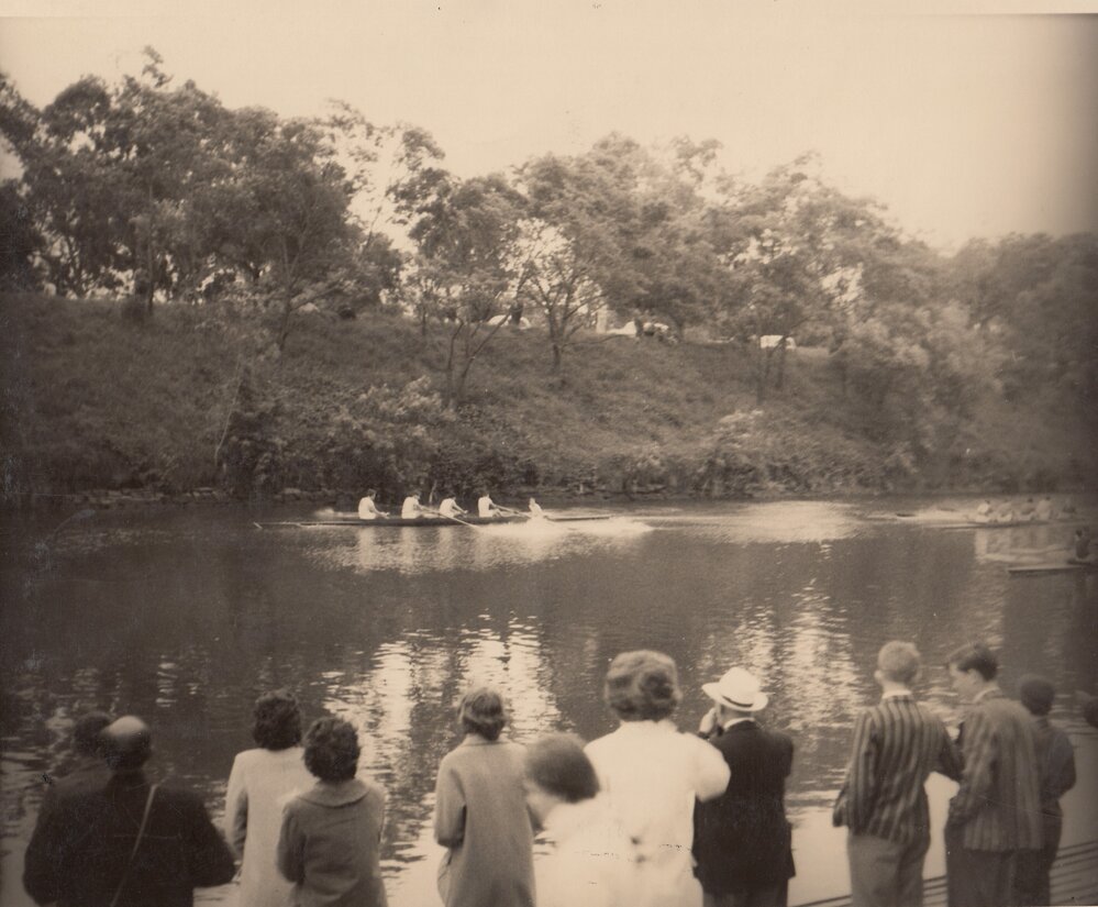 Scene of finish of final of Novice Fours, 1959