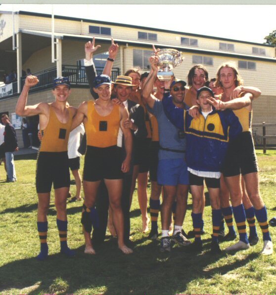 Head of the River first VIII crew with Dr. Ross Millikan, 1996