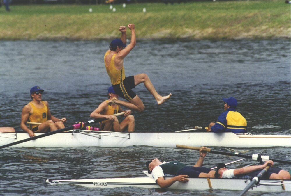 Rowing HOR boy jumping for joy, 1995