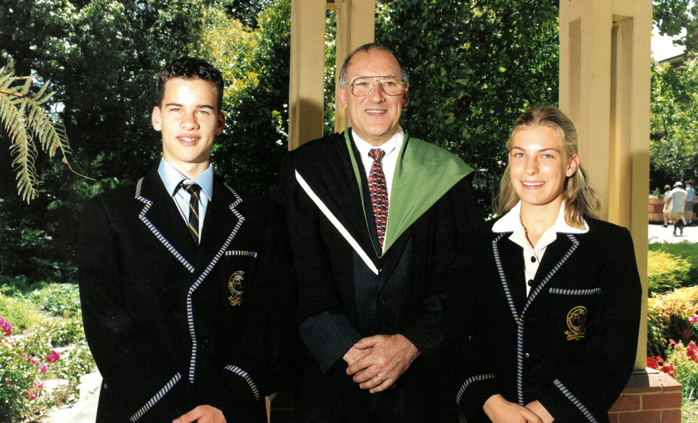 Keith Creed with Middle School captains, 2000