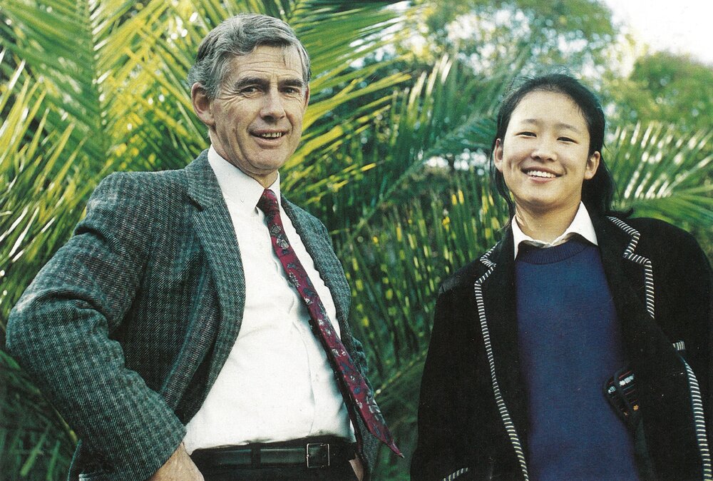Max Drummy with exchange student Kesang Dorjee, 1993