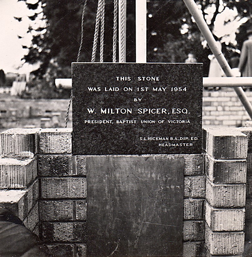 Laying the foundation stone for the Memorial Great Hall, 1954