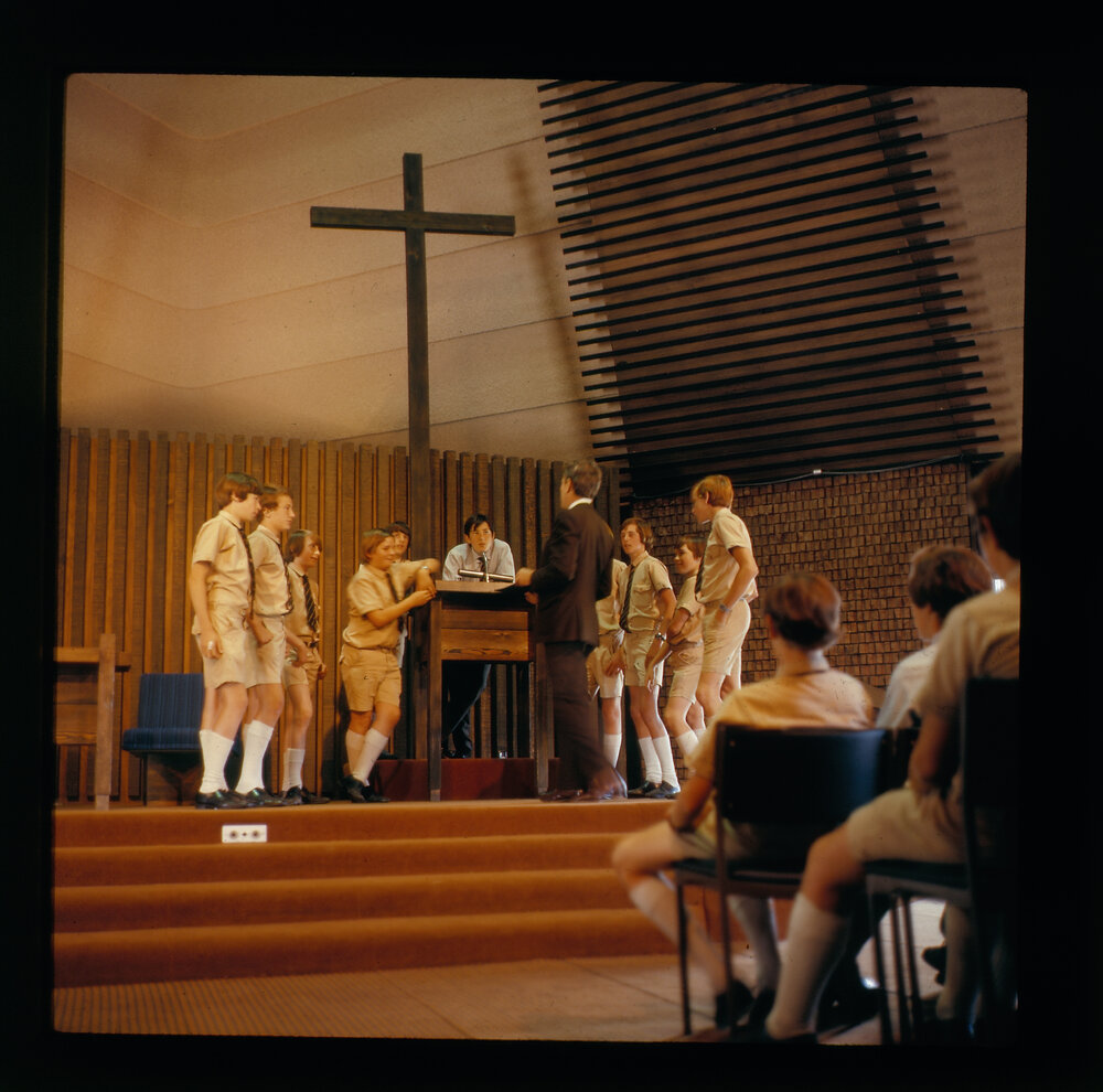 Junior School students in the chapel, 1972