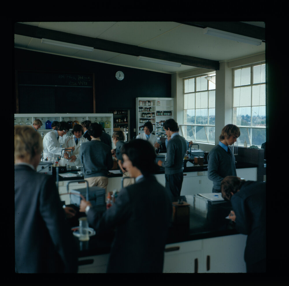 Senior School students in science class, 1972