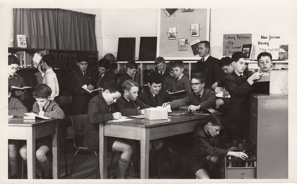 Students in the library, 1962