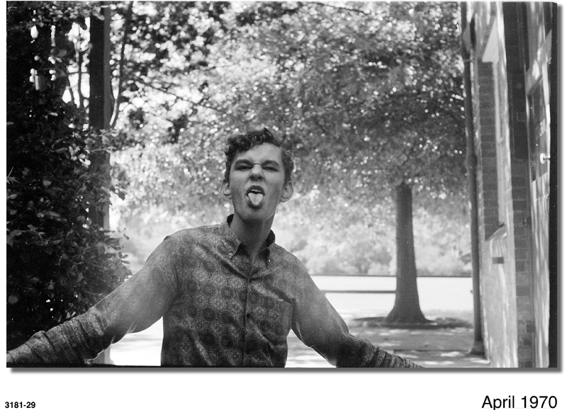 Student sticking out tongue, 1970