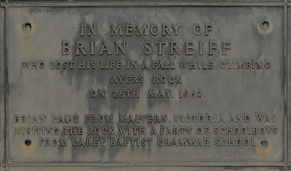 Memorial plaque for Brian Streiff, 1962