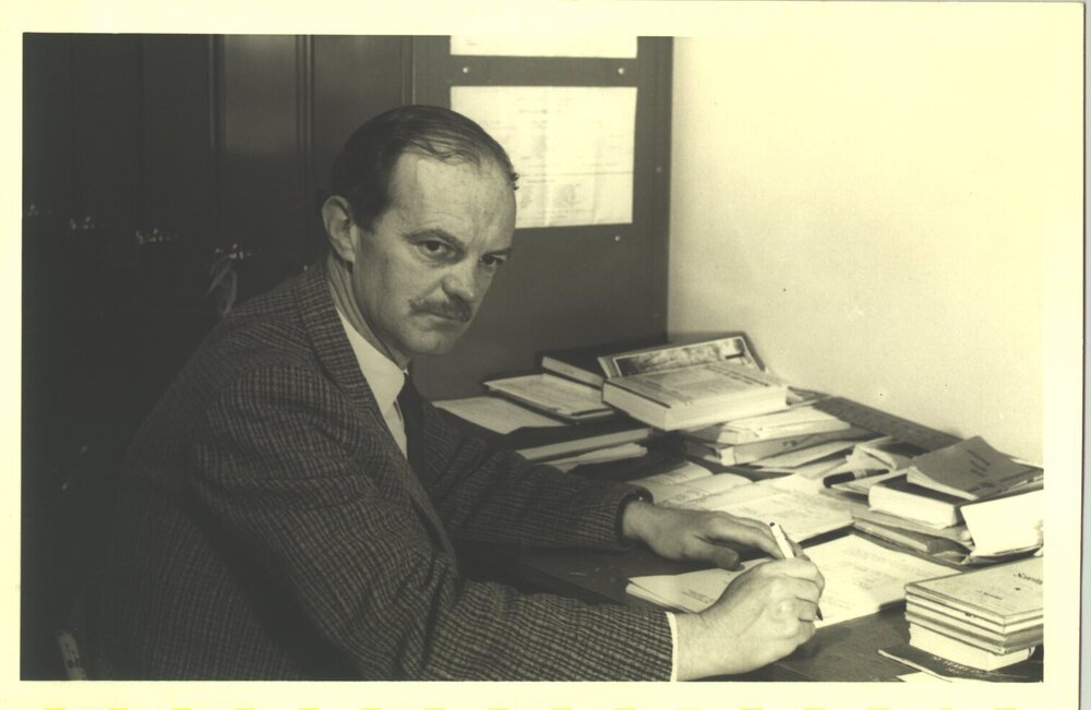 Arthur Sandell at desk, 1962