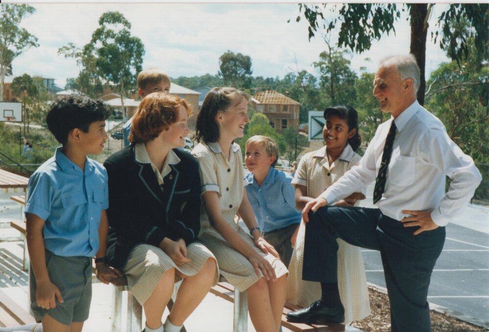 Don Brown with students, circa 1990