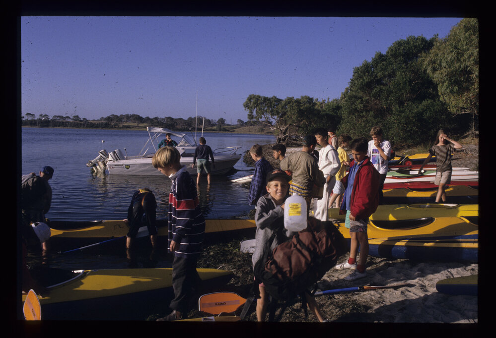 Canoe race at Camp Toonallook, 1970s