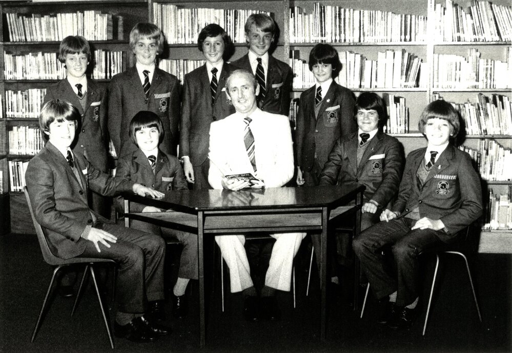 Junior School Headmaster with Senior Boys, 1980