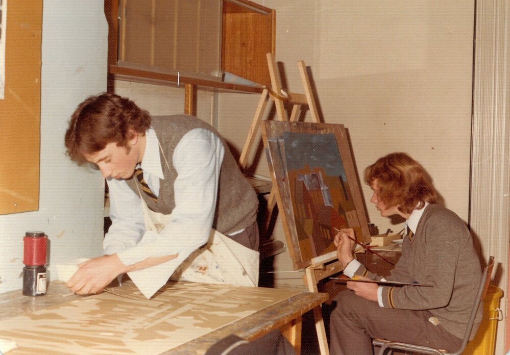 Students in art class, 1975