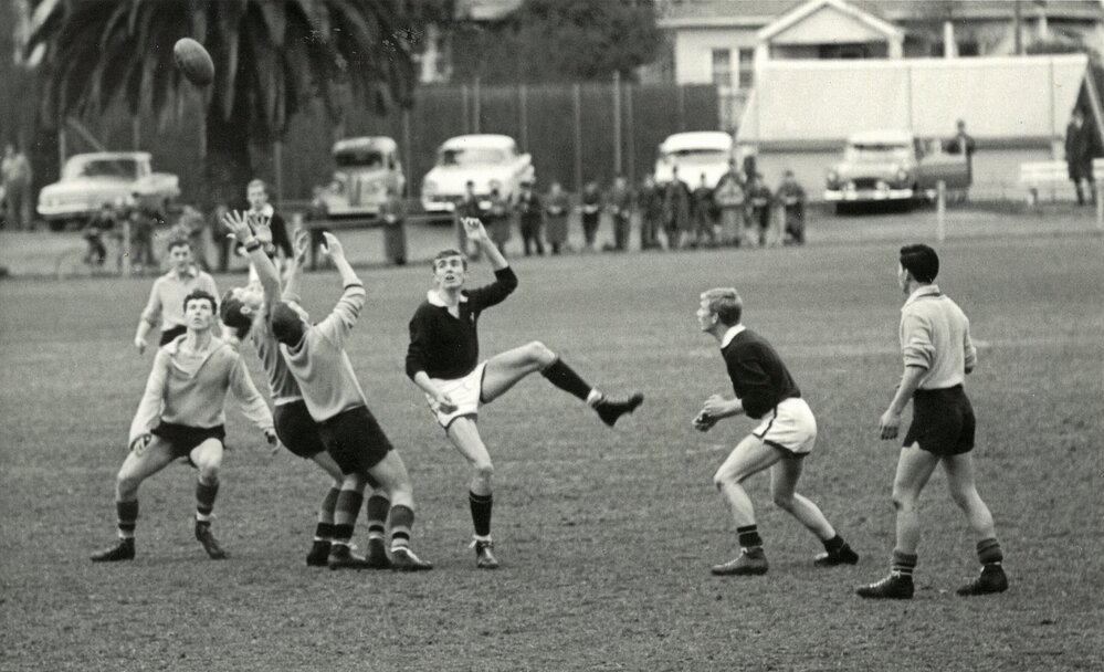 Football match in progress, 1962