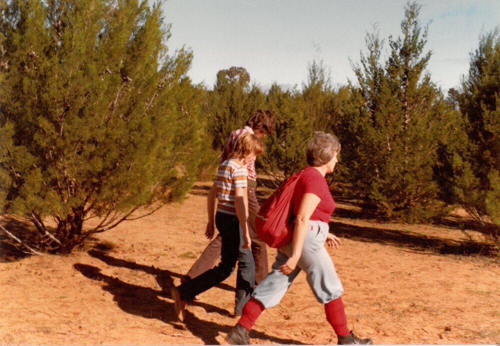 First walk to saltpans at Hattah camp, 1979