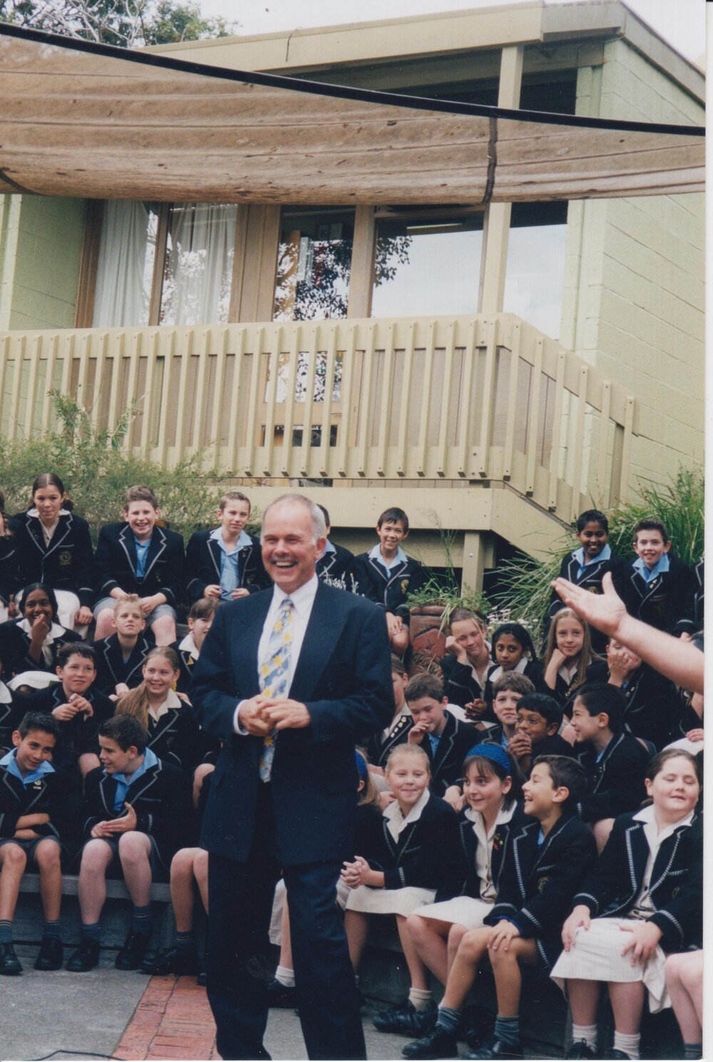 Gerry Riviere at School Assembly, 2000s