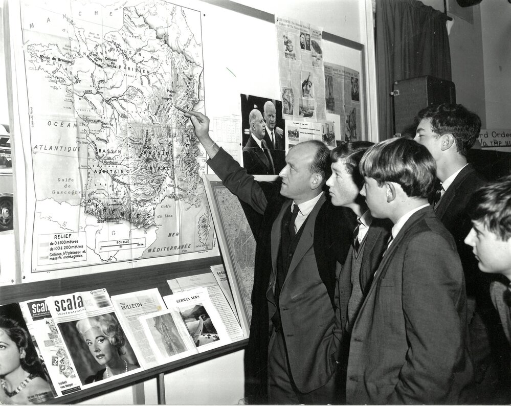 Frank Tyson and students, 1960s