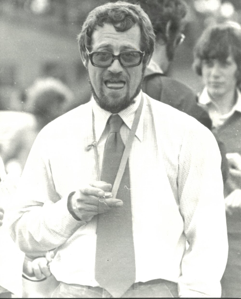 Mr Bernard Bechel timekeeping at Bulleen, 1979