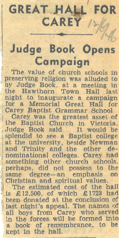 Great Hall for Carey, 1946