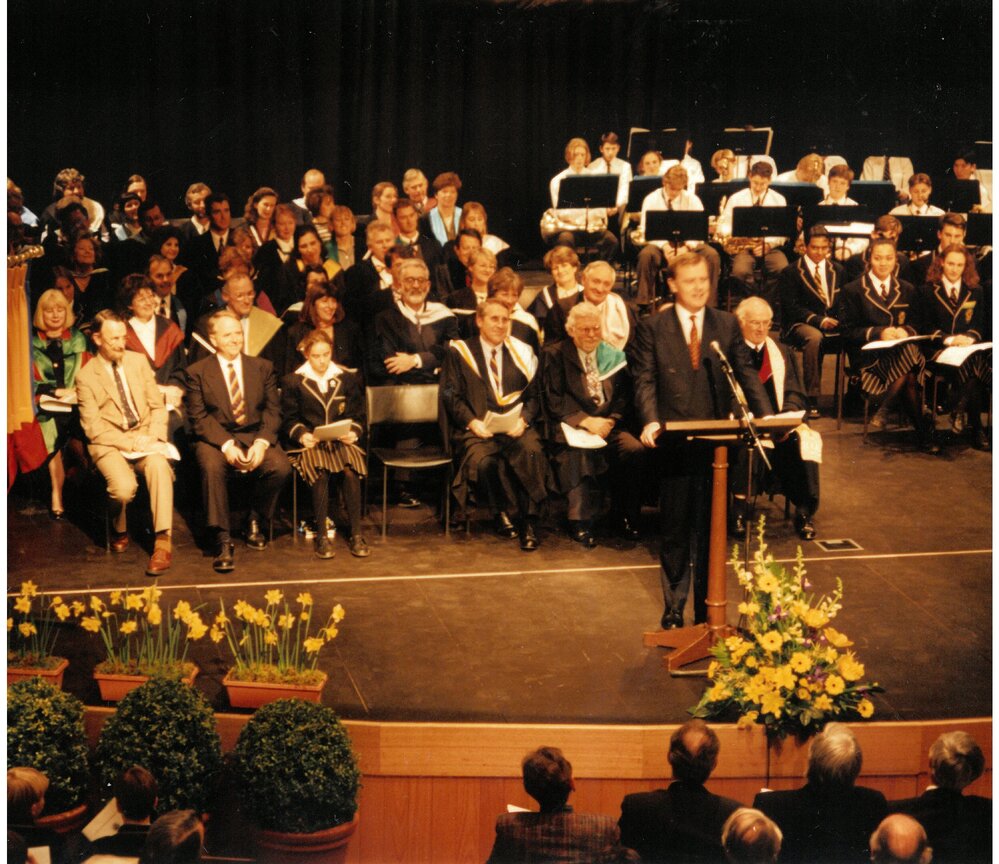 Hon Peter Costello MP addressing the audience, 1995