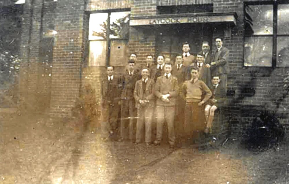 Boarders standing in front of Laycock House, 1946