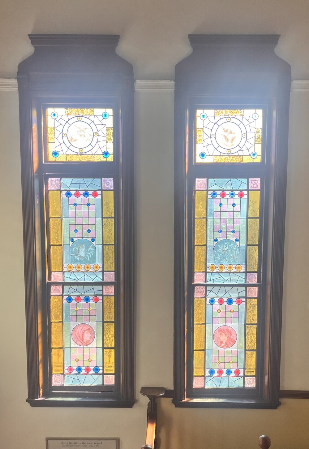 Stained glass windows, circa 1885