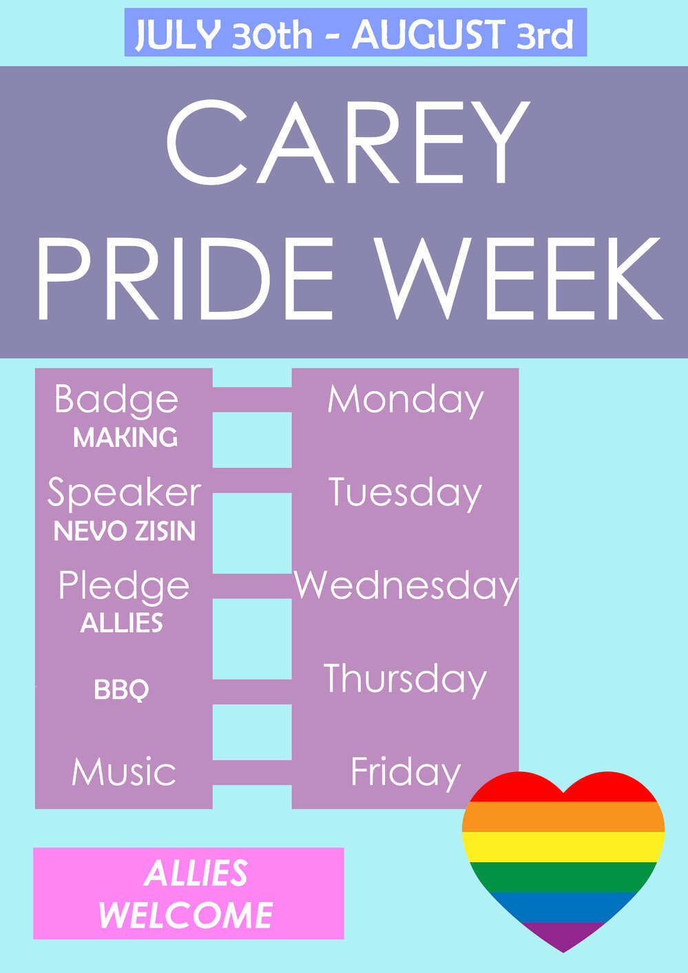 Carey Pride Week poster, 2018