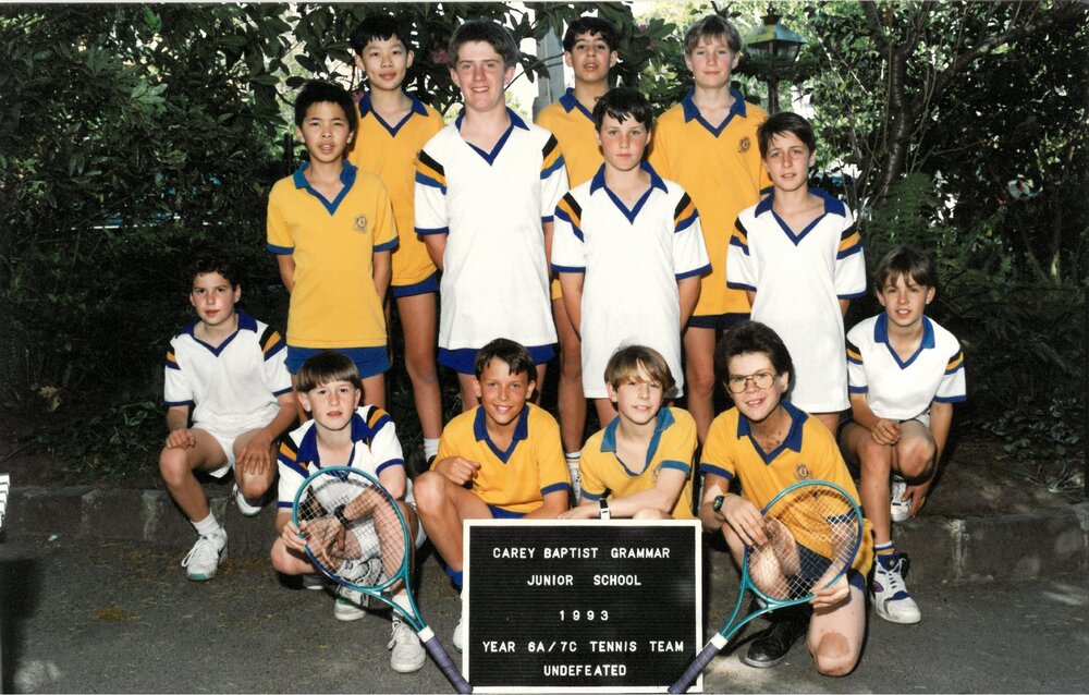 Junior School Year 6A and 7C Tennis Team undefeated, 1993