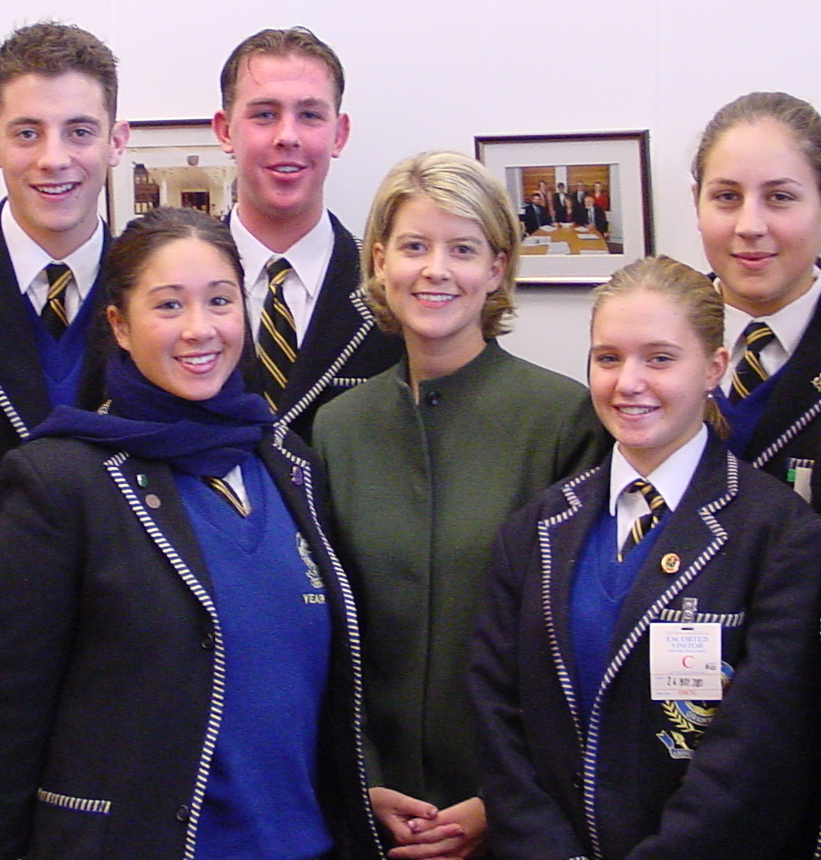 Natasha Stott Despoja with Year 12 politics students, 2001
