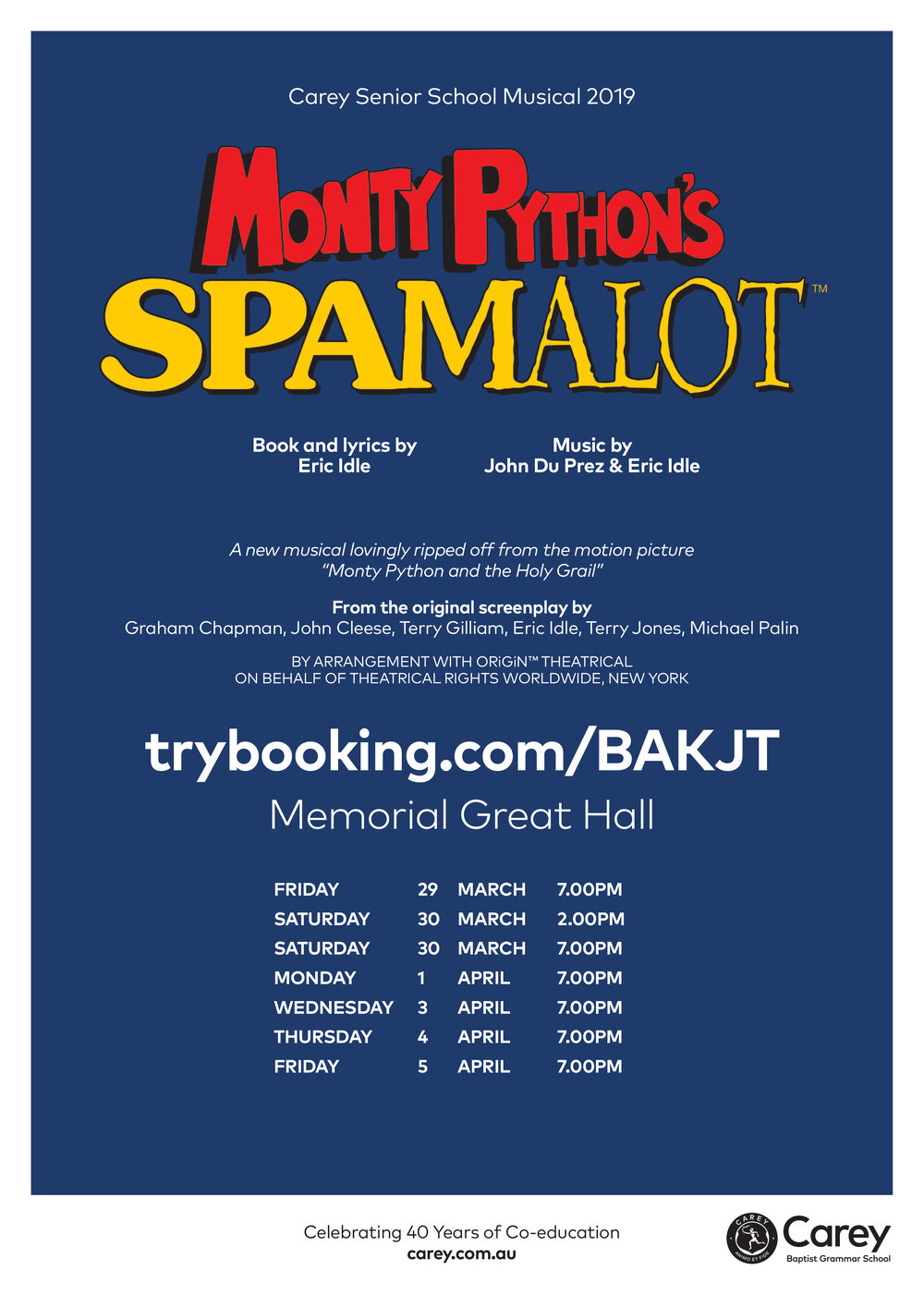 Monty Python's 'Spamalot' poster, 2019