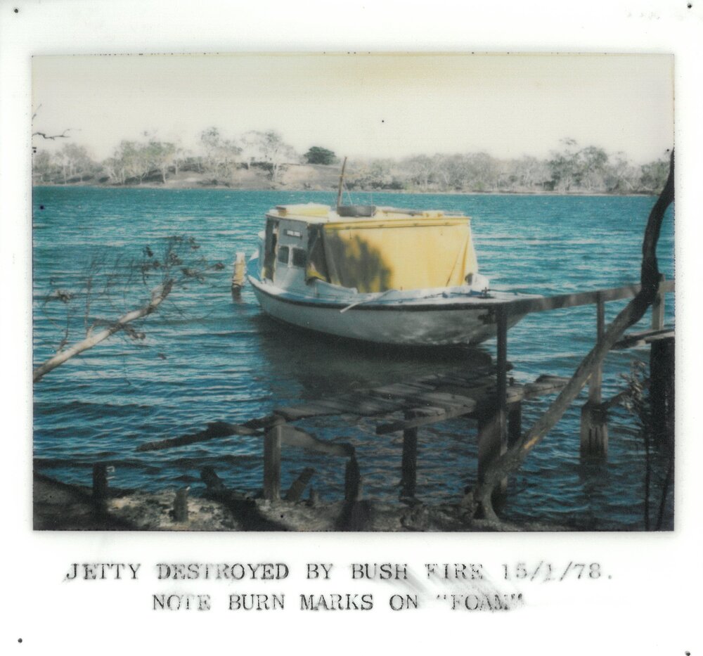 Camp Toonallook jetty destroyed by bushfire, 1978
