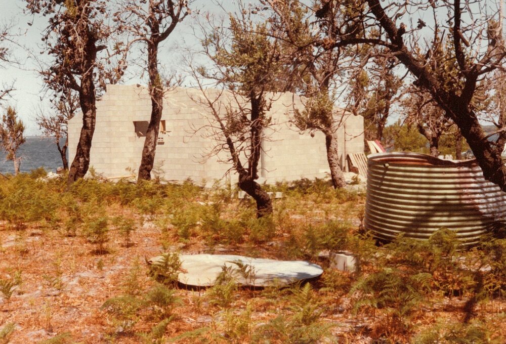 Rebuilding at Camp Toonallook after the fire, 1978