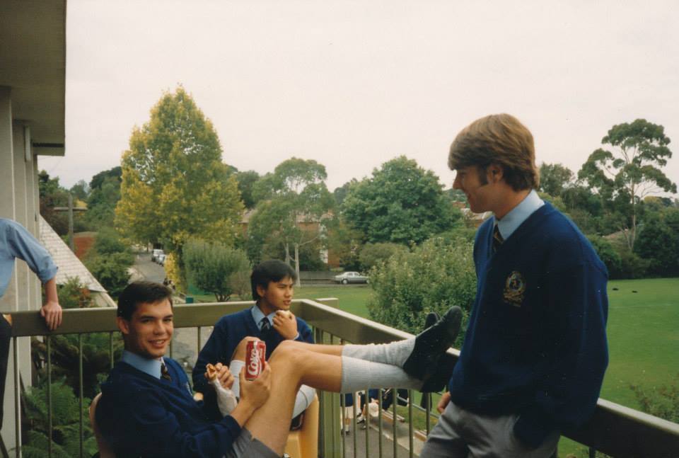 Year 12 students on the balcony of the Senior Study Centre, 1989
