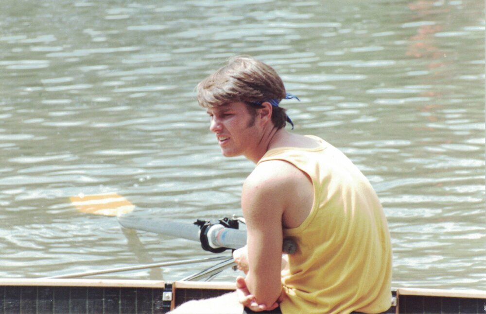 Paul McKenry at rowing event, 1989