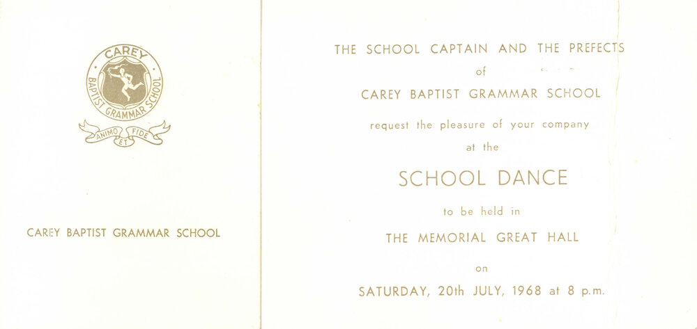 Invitation to the school dance, 1968