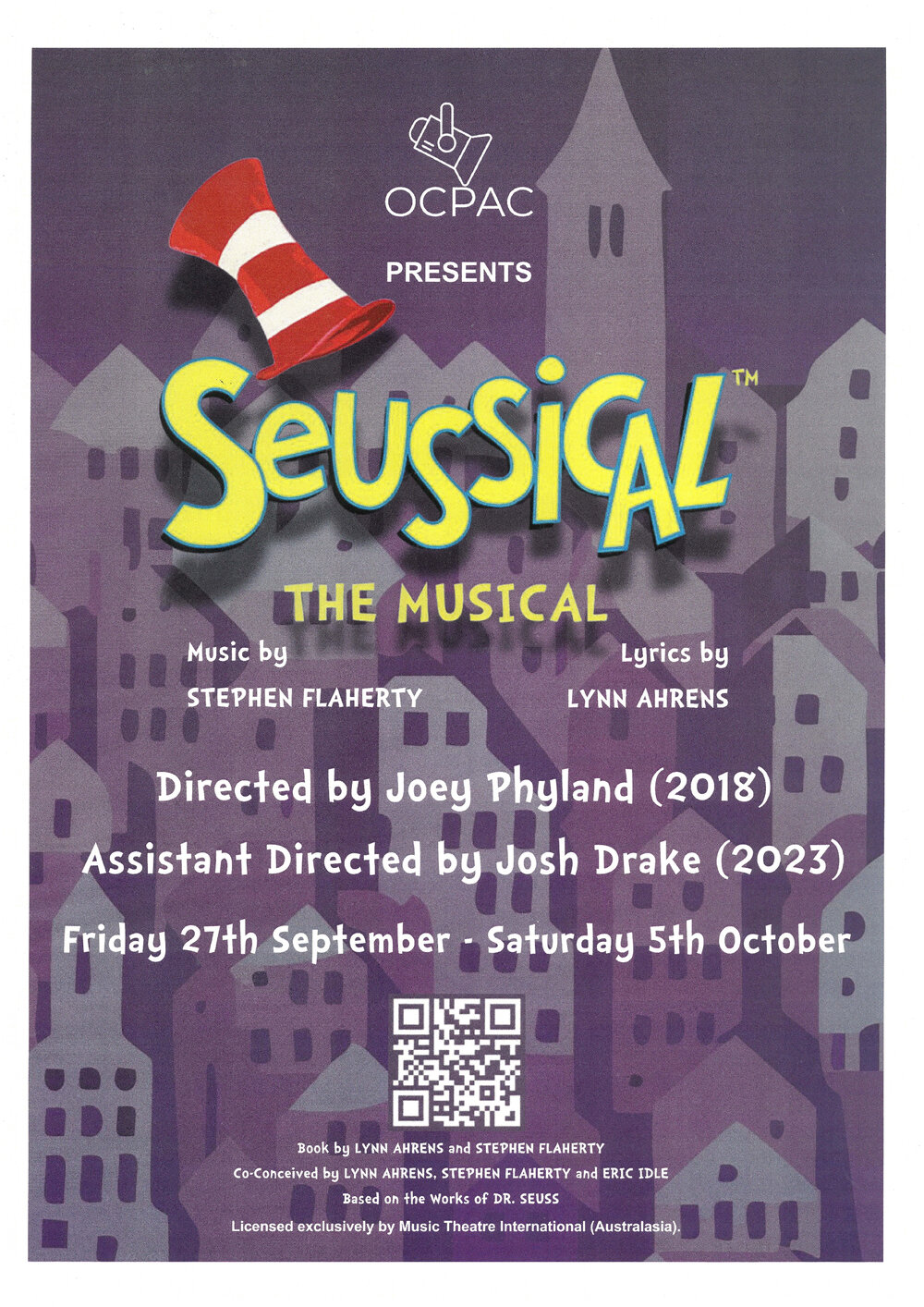 OCPAC presents 'Seussical the musical' poster, 2024