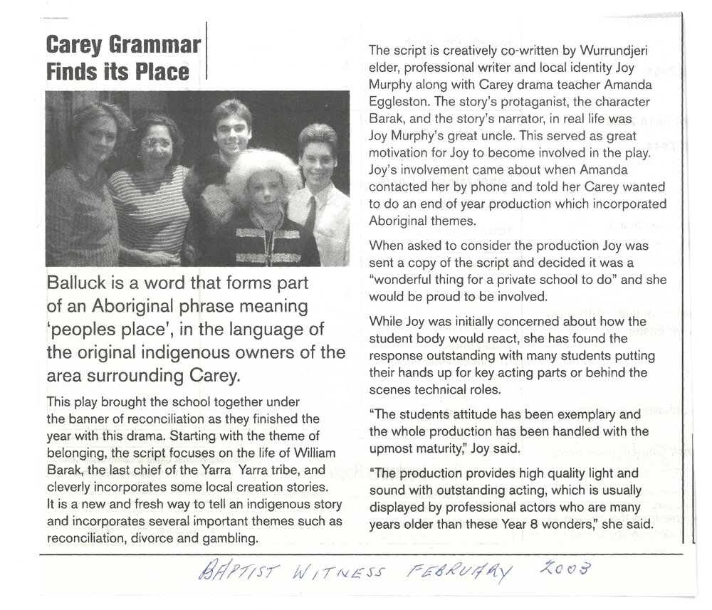 Carey Grammar finds its place, 2003