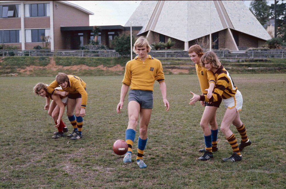 Footballers on Sandell Oval, 1974
