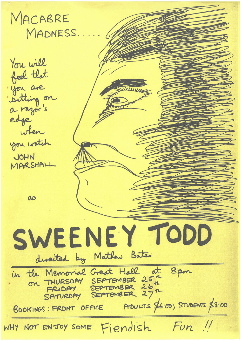 Sweeney Todd promotional flyer, 1986