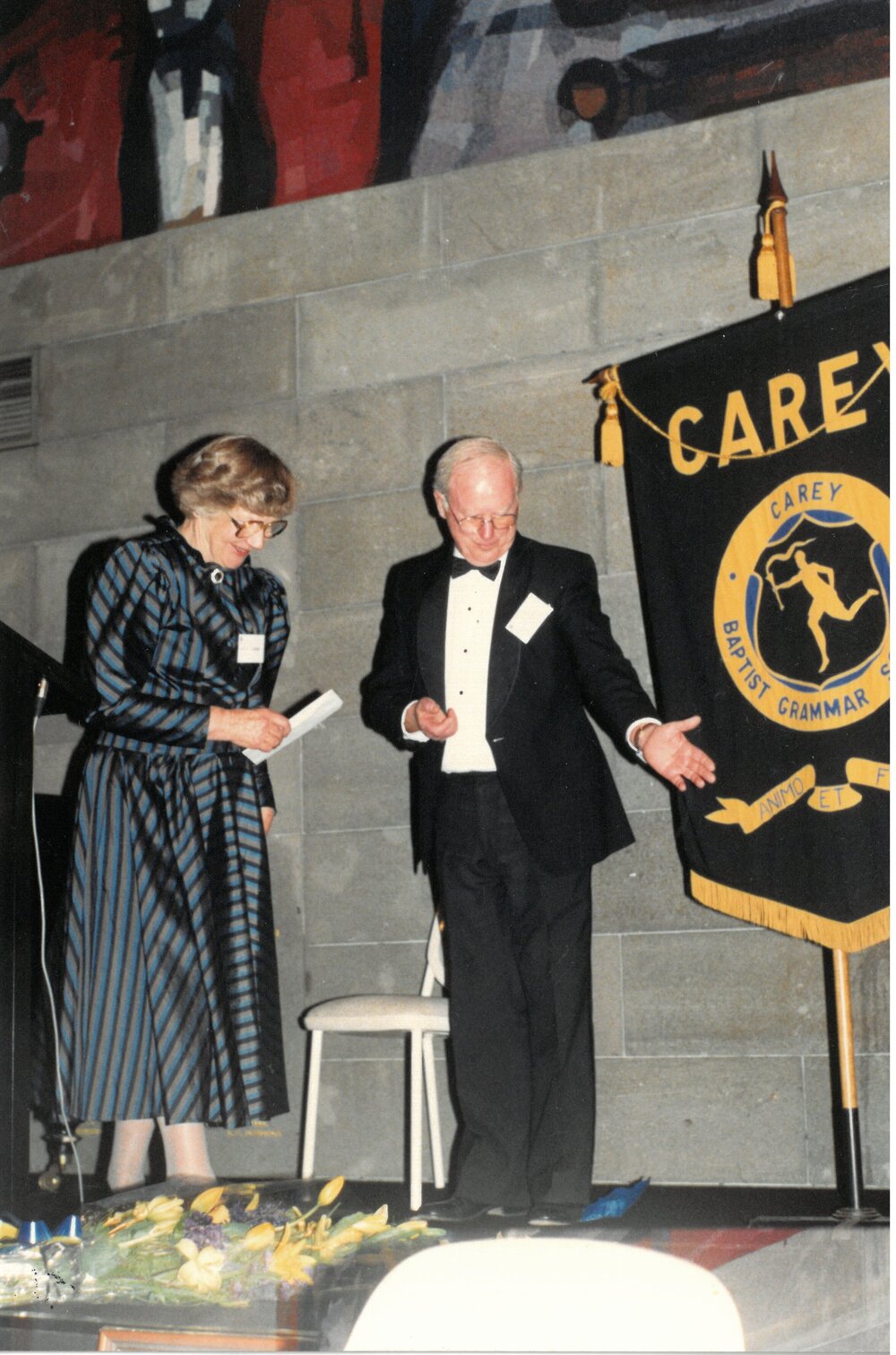 Mrs Mary Cramer with Arnold Wilcox, 1989