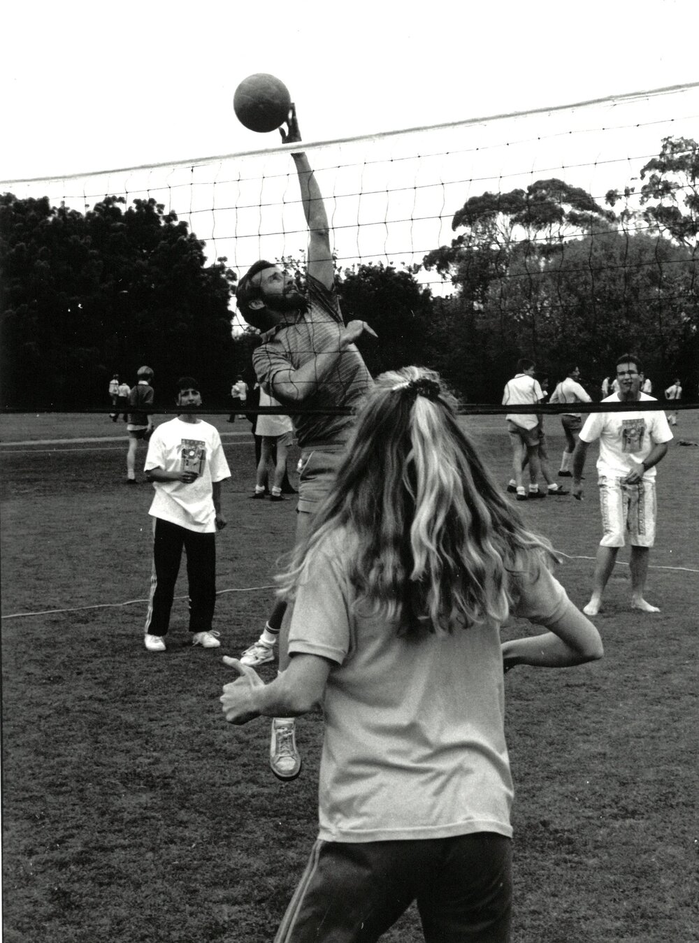 Harry Clarke playing volleyball, 1989