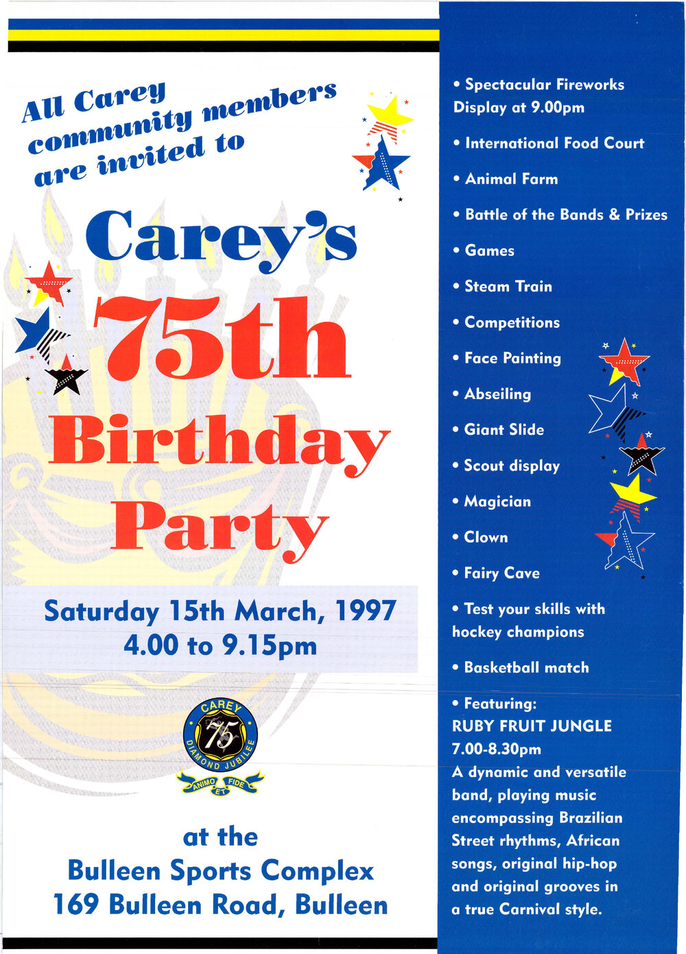 Carey's 75th birthday party, 1997