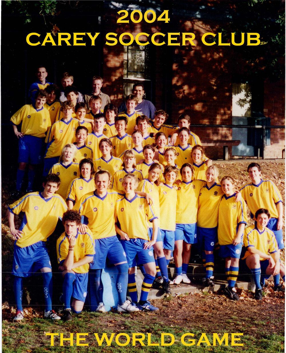 Colour group photograph of the Carey Soccer Club, 2004