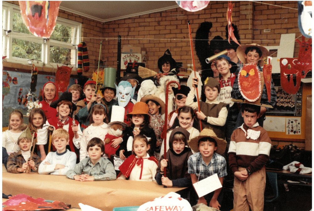 Students dressed in costume for Book Week, circa 1987