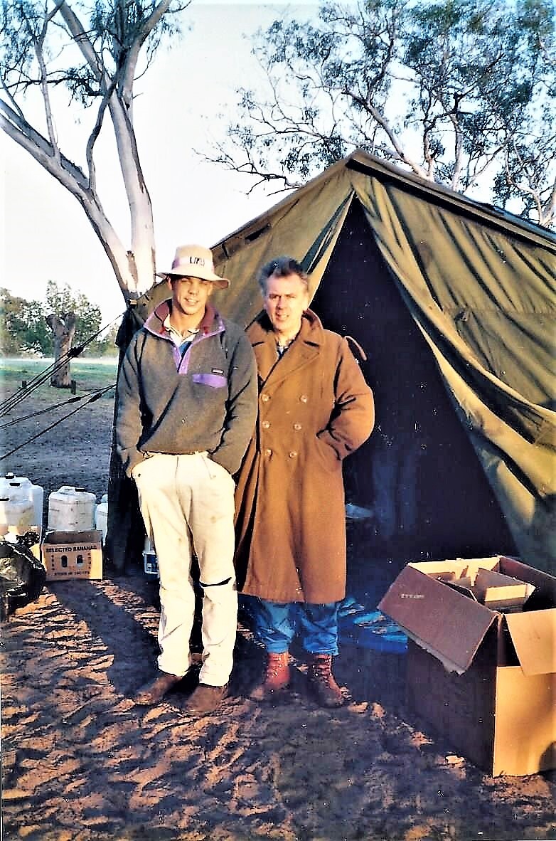Jonathan Walter and Howard Bown at Hattah camp, 1992