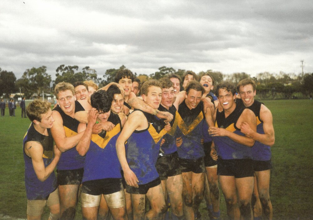 First XVIII boys' football team on Dunshea Oval, 1998