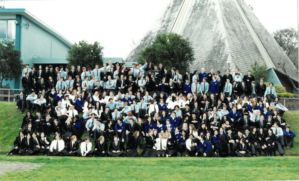 Preparing for official Year 12 photo, 1998