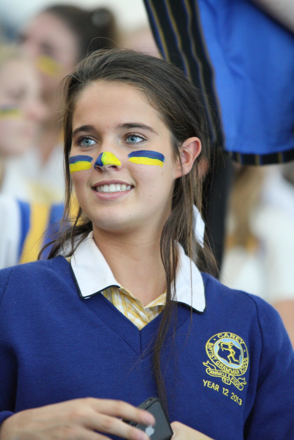 Year 12 student with Carey face paint at House Athletics, 2013